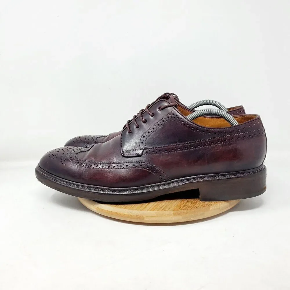 Campanile Shoes Mens 10 Brown Leather Wingtip Derby Full Brogue Medallion Oxford